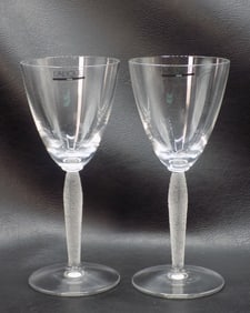 Beautiful pair of vintage signed R Lalique Louvre wine glasses