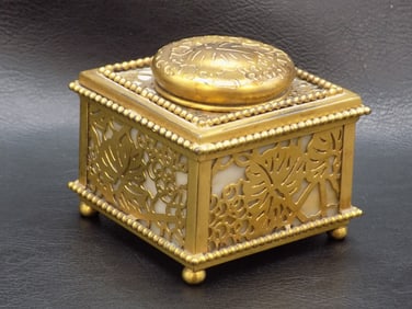 Splendid antique signed Tiffany Studios New York bronze inkwell