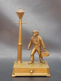 Antique bronze figural jewelry box