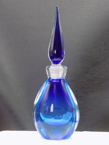 Vibrant midcentury Murano Seguso art glass perfume bottle
