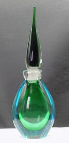 Vibrant midcentury Murano Seguso art glass perfume bottle