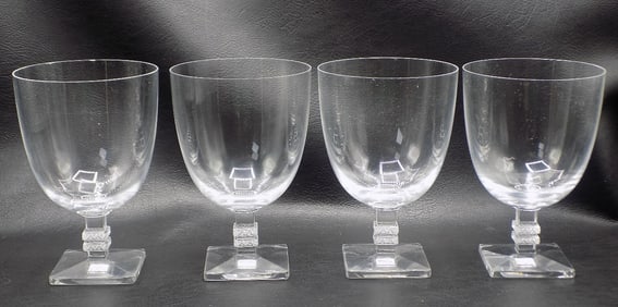 Beautiful set of four vintage signed Lalique Argos brandy glasses