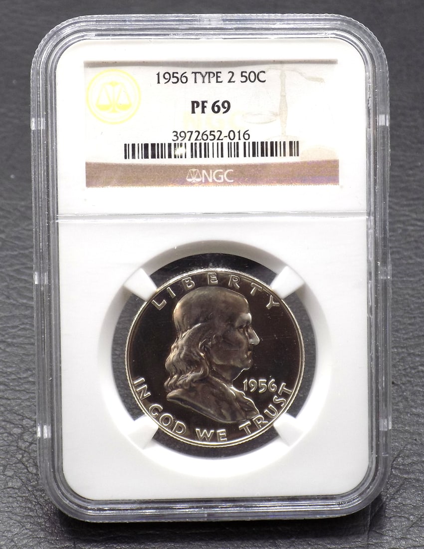 1956 Proof 69 graded NGC Type 2 silver half dollar (1 of 2)