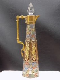 Spectacular antique decorated Moser art glass cruet