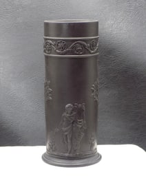 Splendid antique Black Basalt Wedgewood Jasperware vase