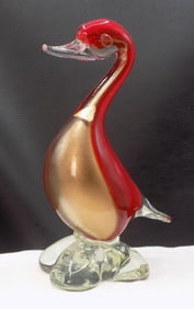 Beautiful vintage Murano art glass duck with original label.