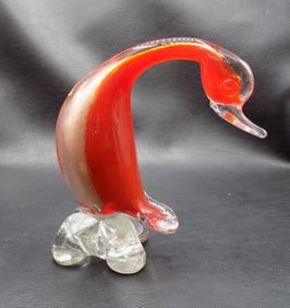 Beautiful vintage Murano art glass duck with original label