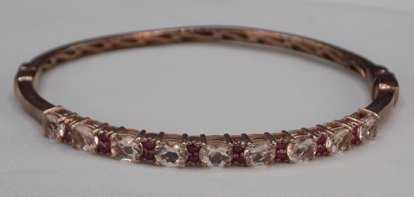 Beautiful 3 cwt topaz and garnet gold wash over sterling silver bracelet
