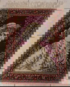 Unusual vintage Persian Oriental rug of Queen Elizabeth
