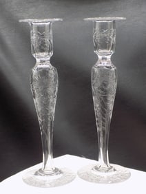 Beautiful pair of antique Pairpoint cut glass candle sticks