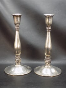 Lovely pair of antique Royal Danish sterling silver candlesticks