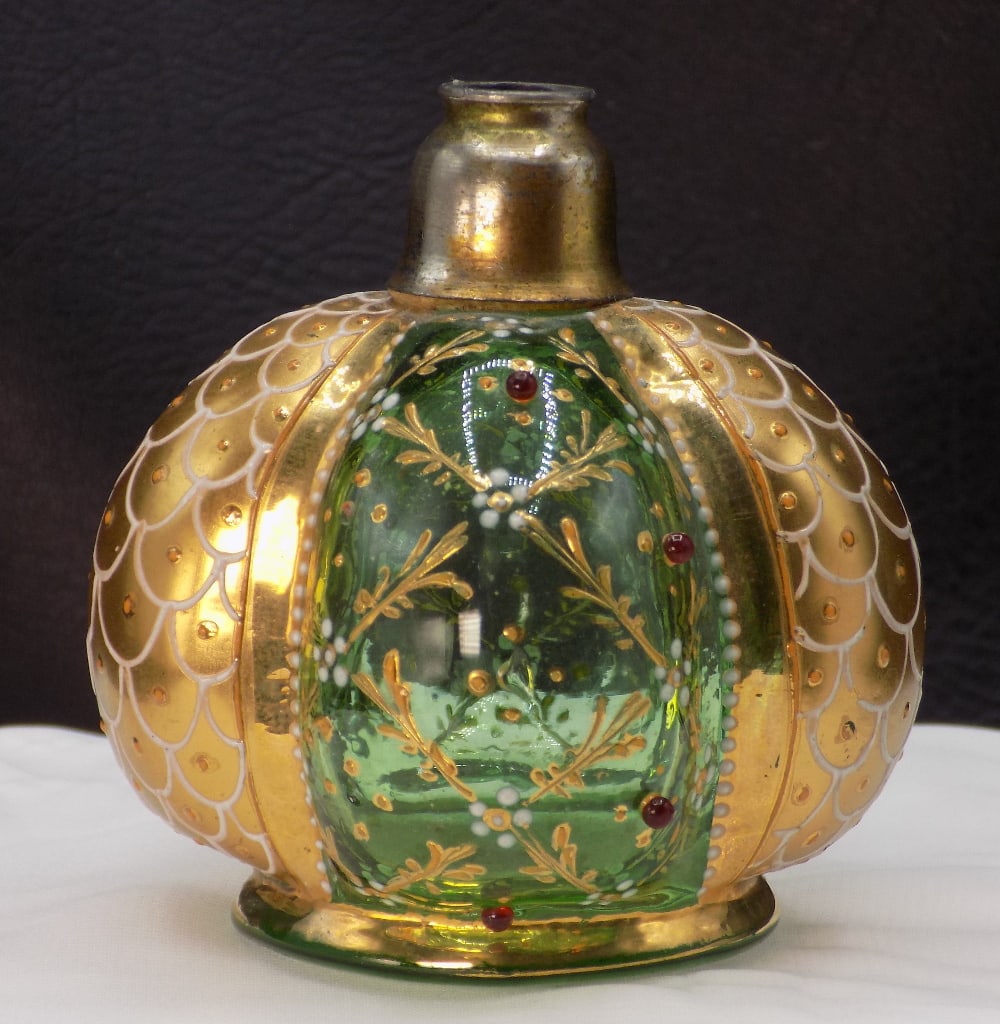 Highly decorated vintage Moser art glass perfume bottle (1 of 6)