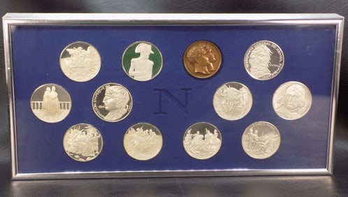 Neat Napoleon silver coin set. In original case