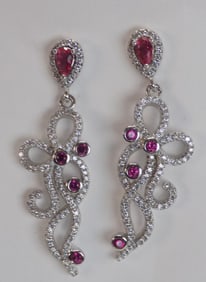 Beautiful ruby and topaz sterling silver earrings