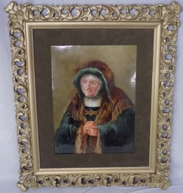 Beautiful antique French Limoges oil painting on porcelain