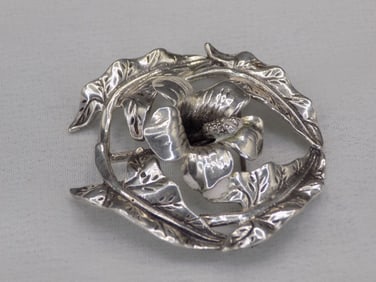 Two neat vintage sterling silver Baray broach and sterling silver pendant with chain