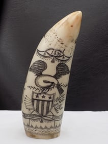 Exceptional contemporary scrimshaw faux tusk