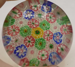 Lovely vintage millefiori art glass paperweight
