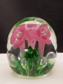 Two beautiful vintage art glass paperweights