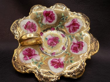 Fancy antique Nippon hand painted Nappy