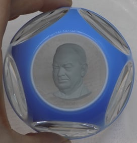 Fine vintage Baccarat art glass paperweight with portrait bust