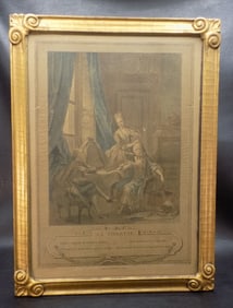 Great 1774 French hand colored classical scene picture.