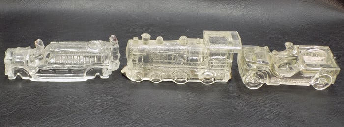 Three antique glass candy containers