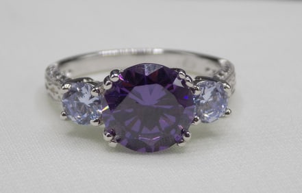 3CT Amethyst & Topaz 925 Solid Sterling Silver Ring