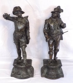Handsome pair of antique Classical spelter figures