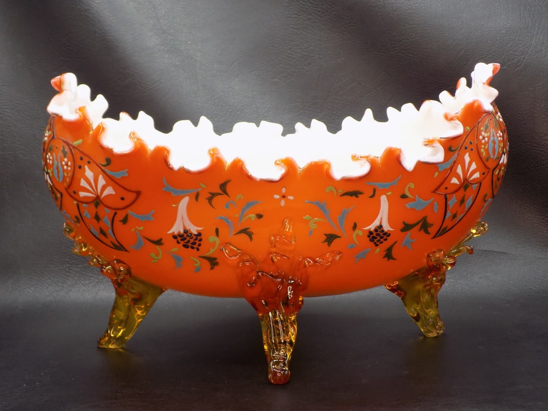 Fabulous antique large Moser art glass oval centerpiece bowl (1 of 8)