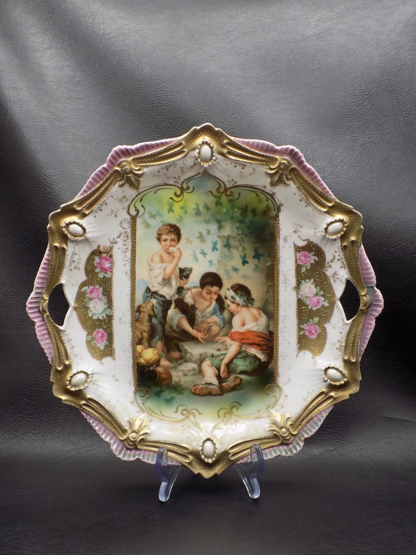 Superb antique RS Prussia plate with Dice Shooters (1 of 6)