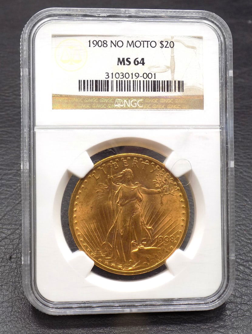 1908 MS64 No Motto twenty dollar gold coin (1 of 4)