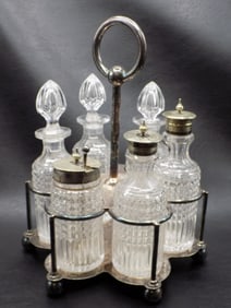 Antique Nappin and Webb American Brilliant cut glass condiment set