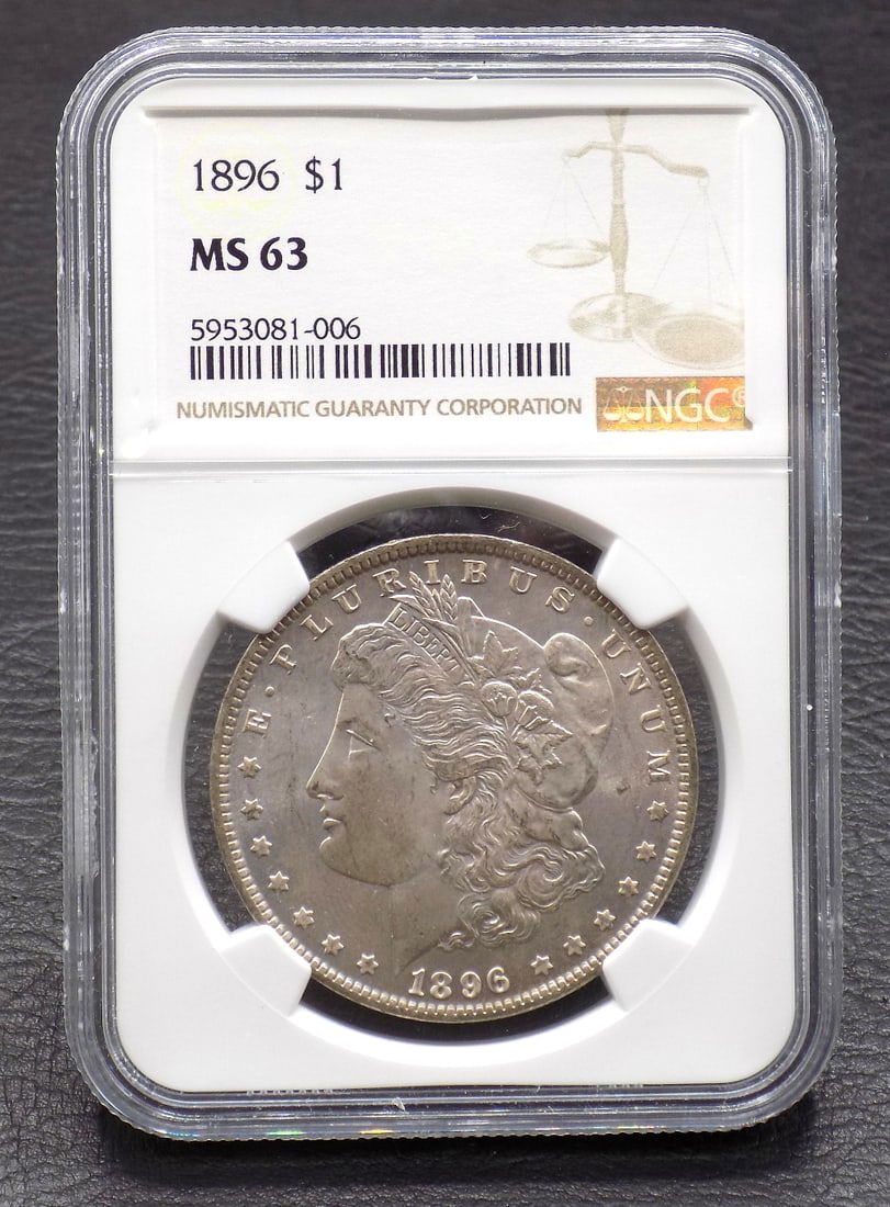 Uncirculated 1896 NGC graded MS63 Morgan silver dollar (1 of 4)