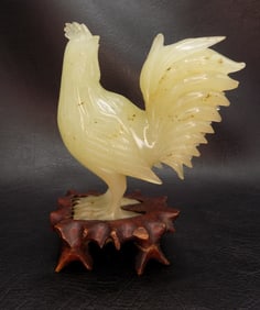 Vintage Oriental carved jade rooster.