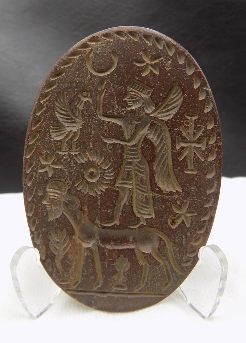 Rare ancient jasper middle eastern seal king stone relief tablet (1 of 6)