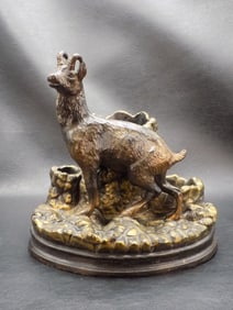 Great antique Redware pottery figural cigar match holder