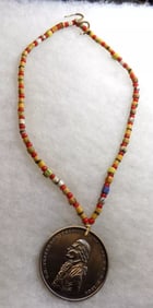 Native American Indian Presidential medal and bead necklace
