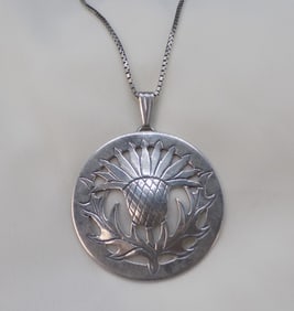 Signed Sterling silver pendant necklace