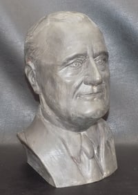 Vintage case iron bust of Franklin D Roosevelt
