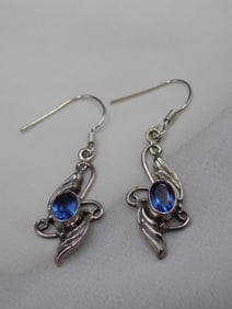 Beautiful blue sapphire sterling silver earrings
