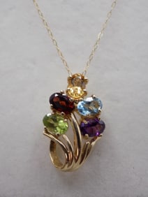 Beautiful 10k multi semi precious stone necklace