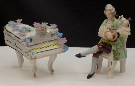 Lovely antique German Dresden musician and piano