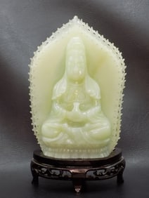 Lovely vintage Oriental figure on wood stand