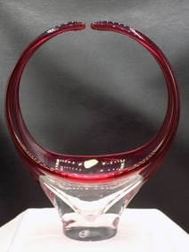 Graceful midcentury art glass basket
