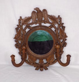 Exceptional Antique carved black forest coat hat rack with eagle.