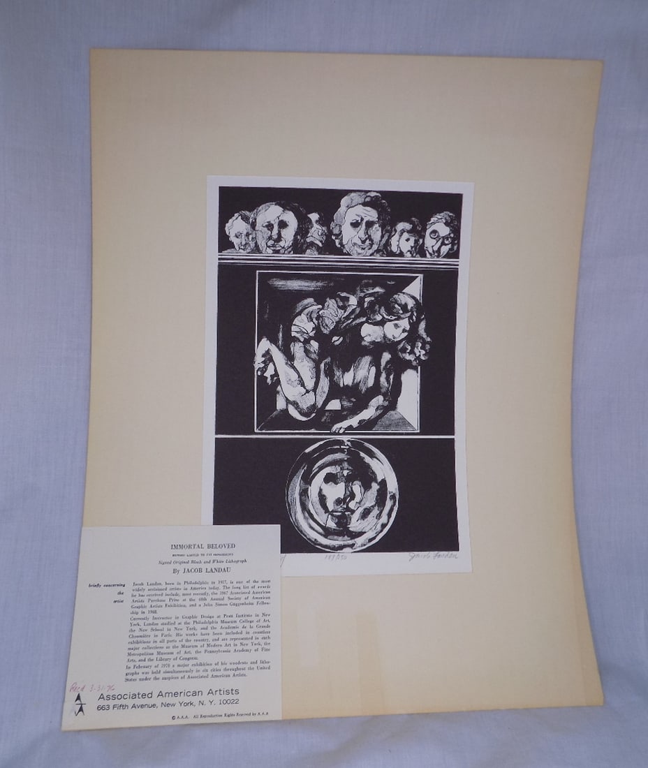 Black and white lithograph with certificate of authenticity Jacob Landau (1 of 8)