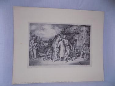 1940 Lithograph signed Charles Locks. with certificate of authenticity. The Terrace