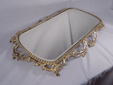 Fabulous antique plateau beveled mirror Willhem and Graef