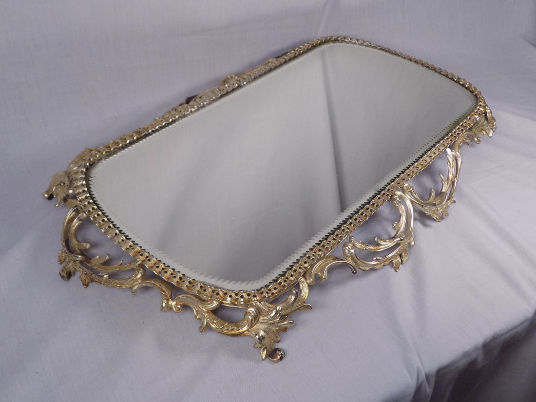 Fabulous antique plateau beveled mirror  Willhem and Graef (1 of 8)